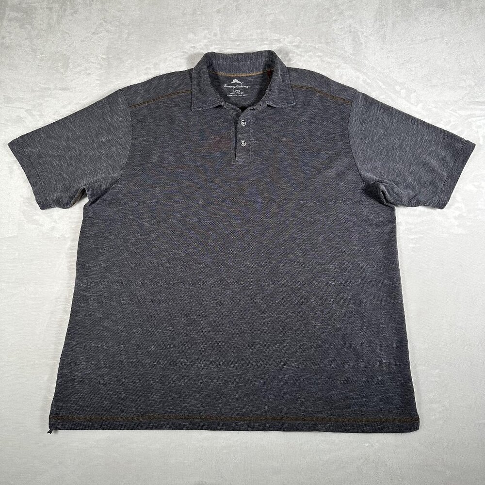 Tommy Bahama Polo Shirt Men Size XL Gray Short Sleeve Stretch Comfort Golf GUC